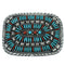 Sterling Silver Turquoise And Coral Needlepoint Belt Buckle VX64691